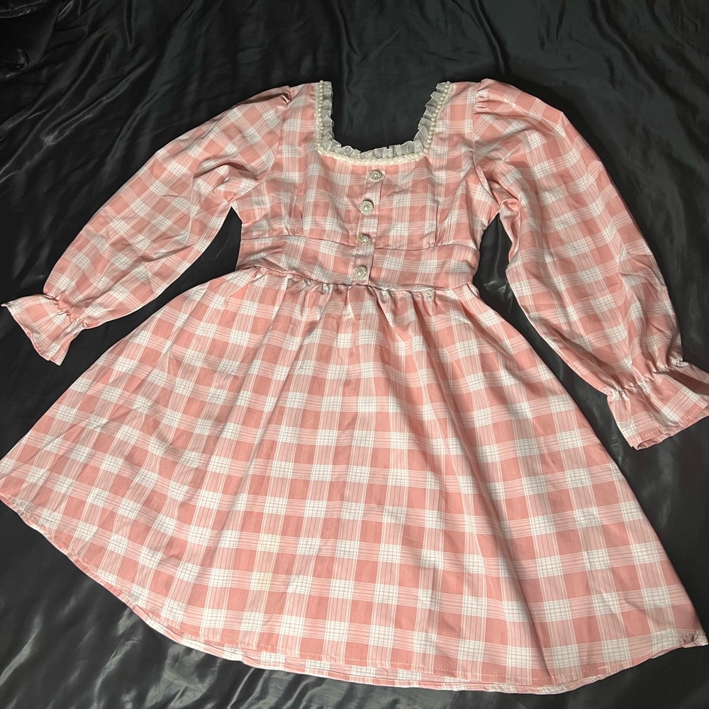 Pink and White Gingham Babydoll dress